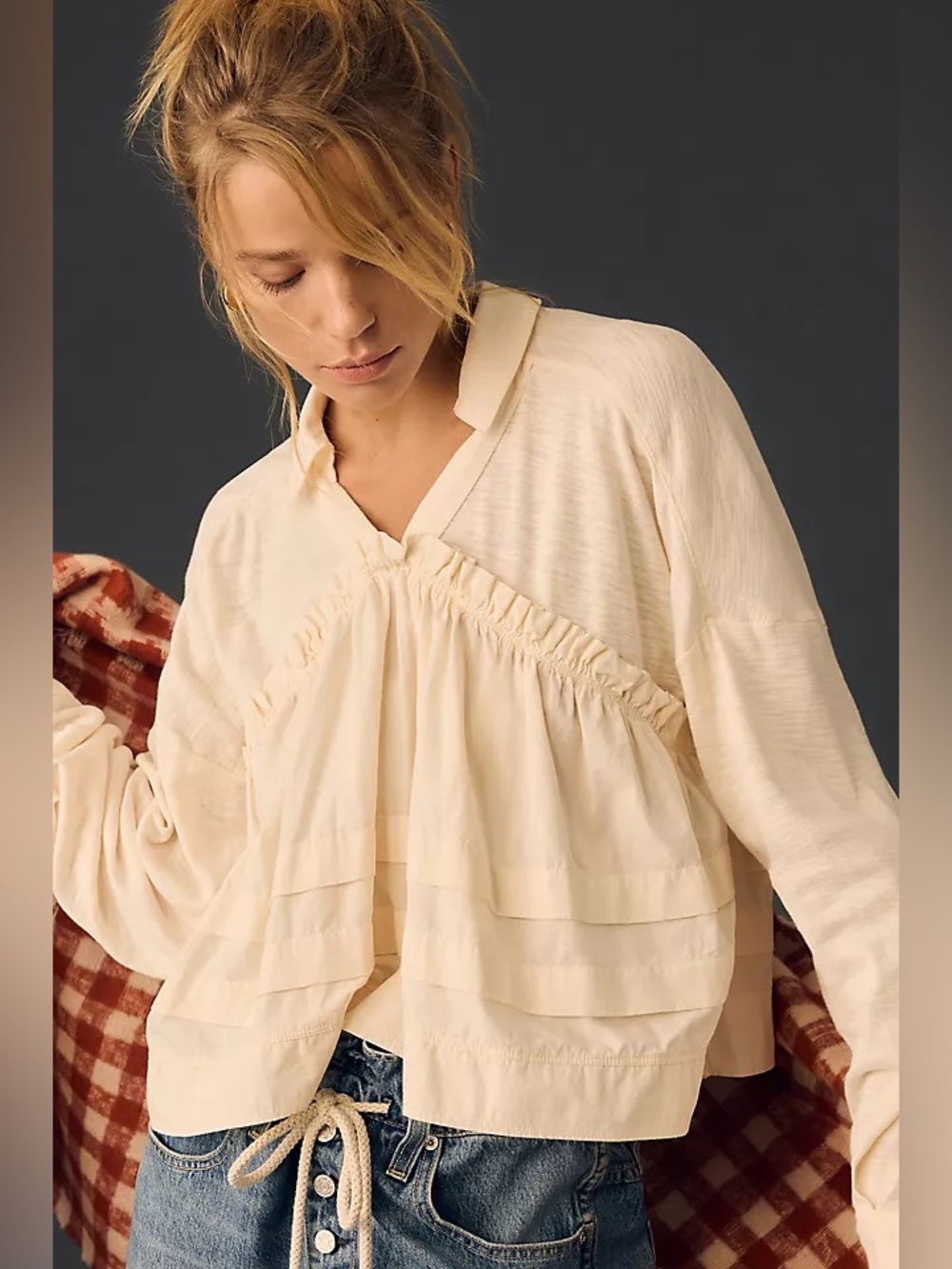 Anthropologie | NWT $88 R V Neck Ruffled baby doll top
